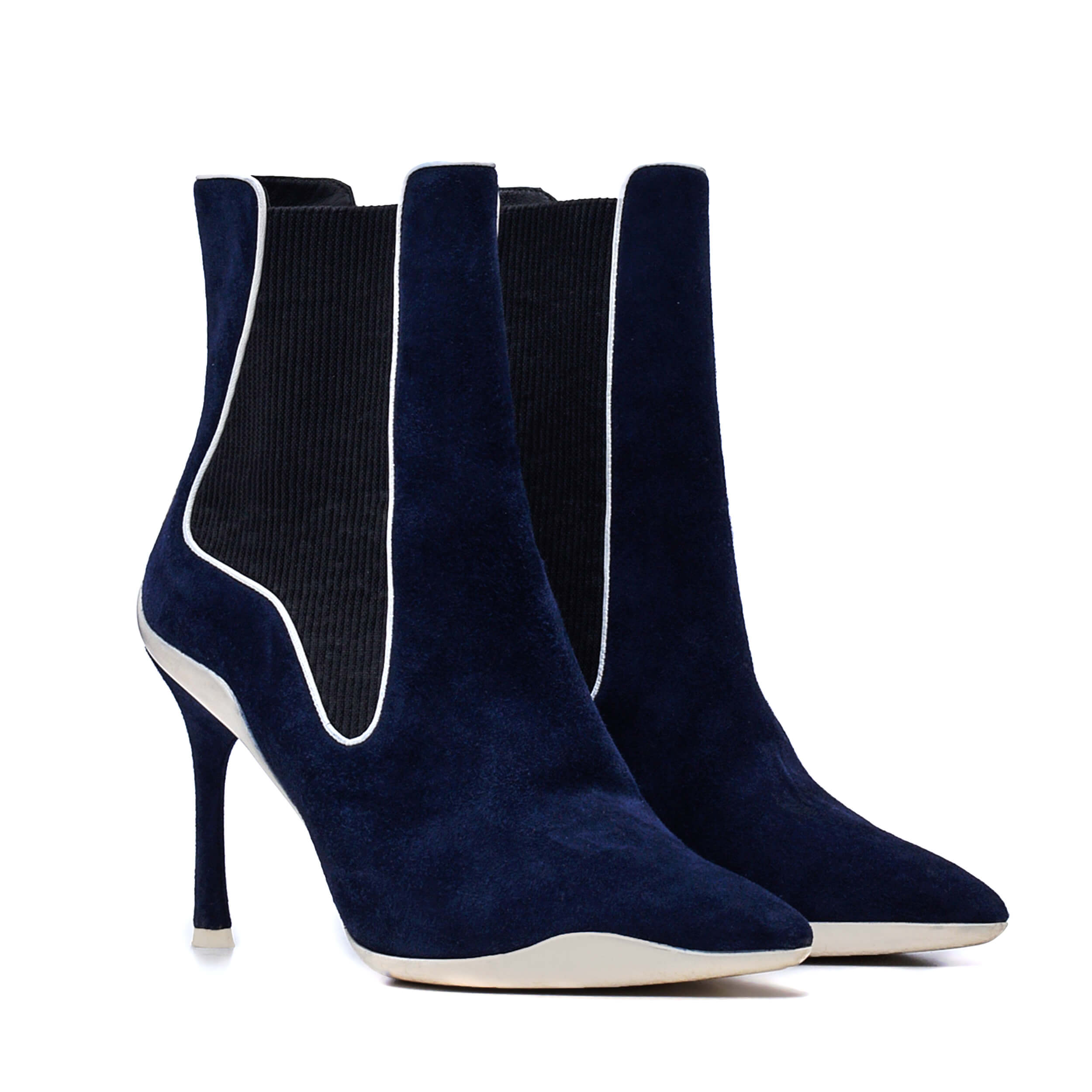 Rene Caovilla - Navy Blue Suede Ankle Boots 38